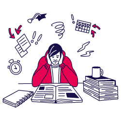 person working, head spinning, avatar
