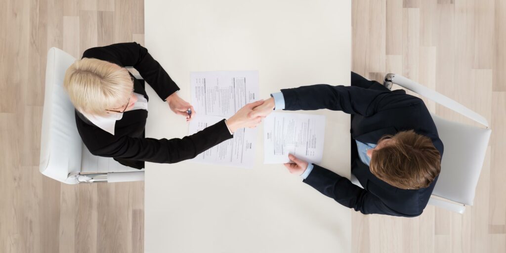 Handschlag, Vertrag, Mann, Frau