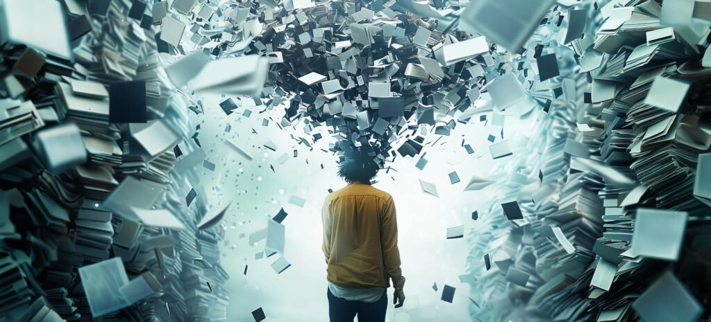 Berufe für hochsensible - einem Mann schwirrt der Kopf mit vielen Büchern