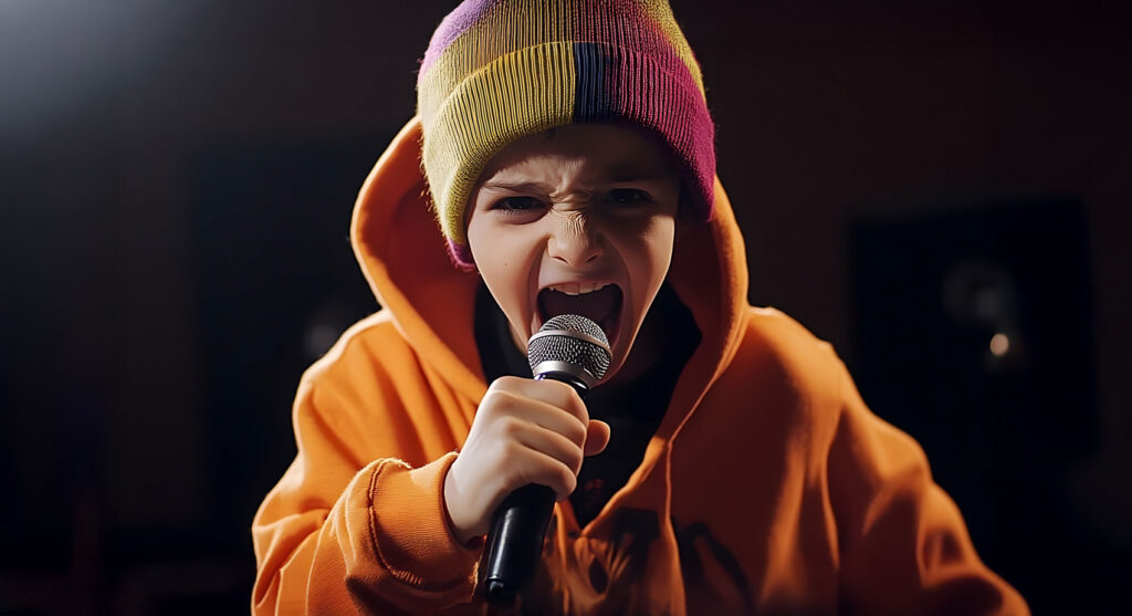 10 Tipps für eine bessere Stimme - Kind schreit in Mikrophon