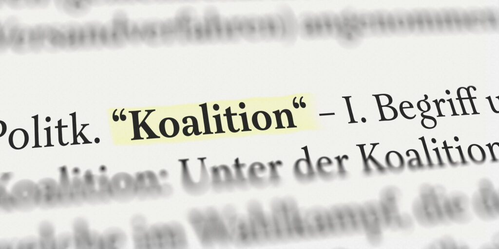 Rechtliche Wirksamkeit von Koalitionsverträgen - Bild zeigt Definintion von "Koalition" im Lexikon