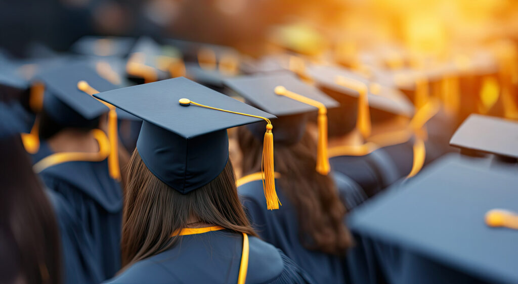 Repetitorium vs. Selbststudium - Absolventn mit akademischem Hut