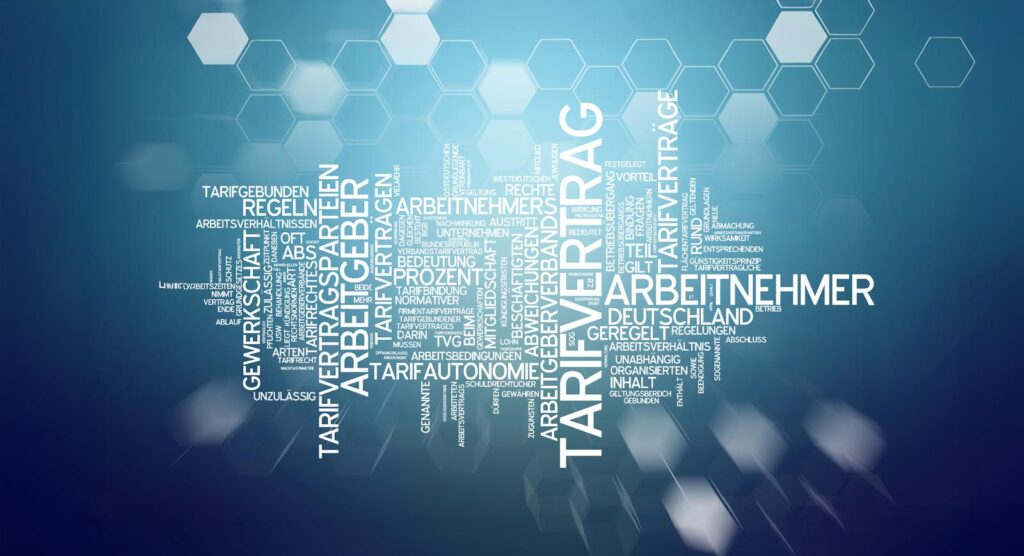 Tarifrecht, Arbeitsrecht - Schriftzüge, Symbolbild